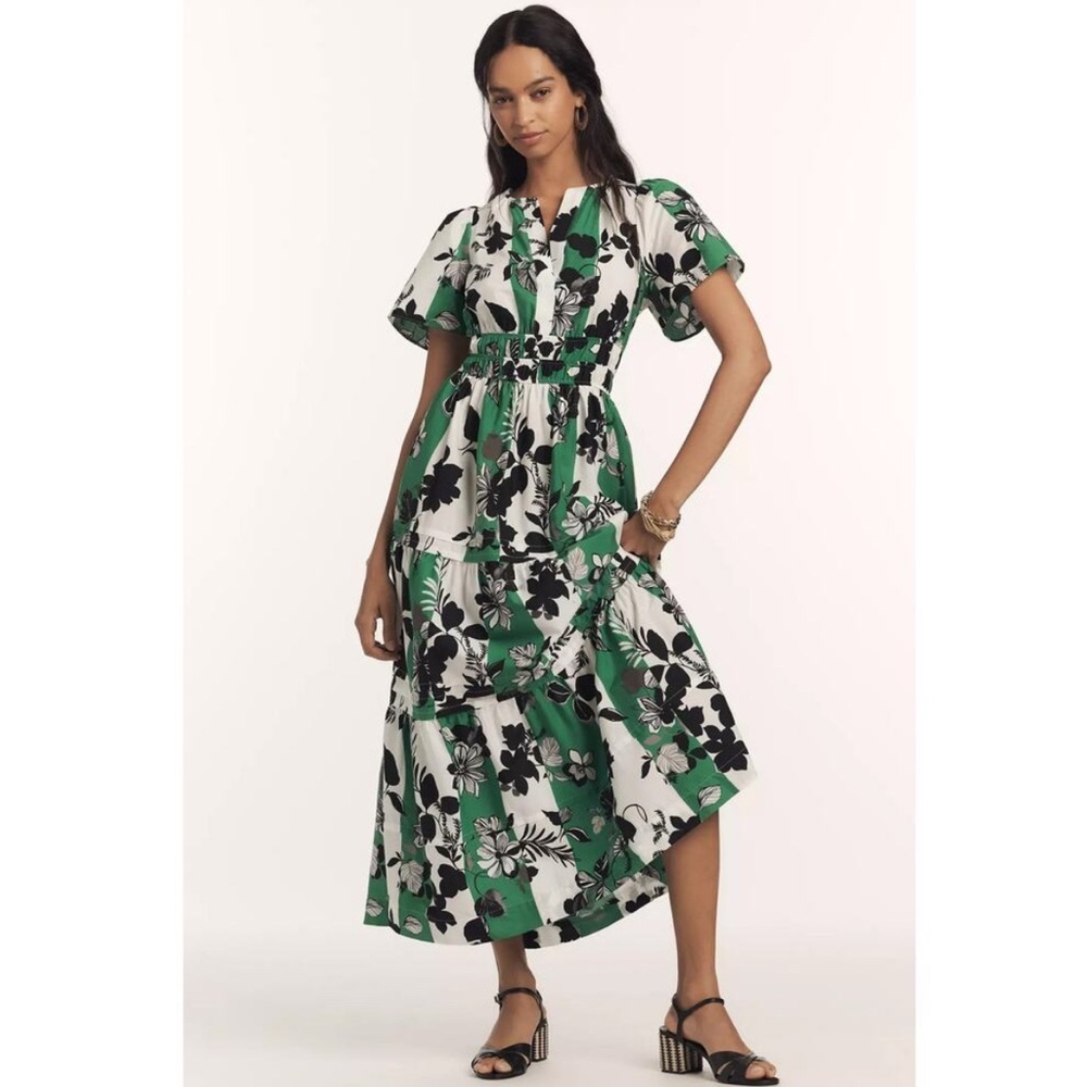 The Somerset Maxi Dress by Anthropologie Floral Green and Black Women's Dress